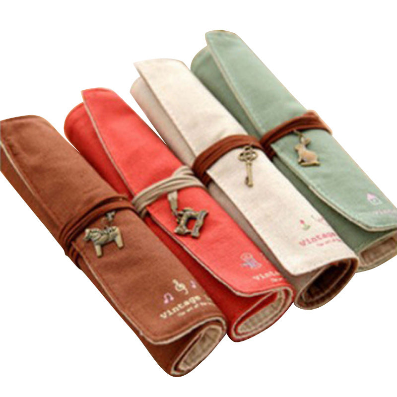 Wholesale Cotton and Linen Retro Curled Pencil Case